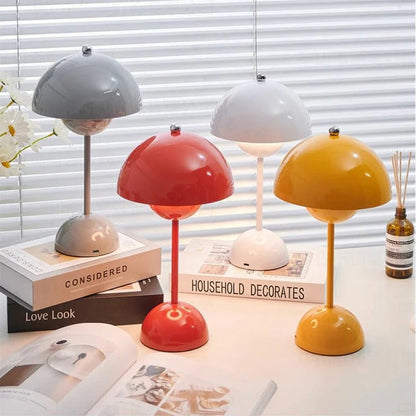 Rustic Wooden Mushroom Table Lamp