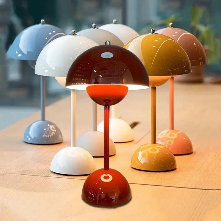 Rustic Wooden Mushroom Table Lamp