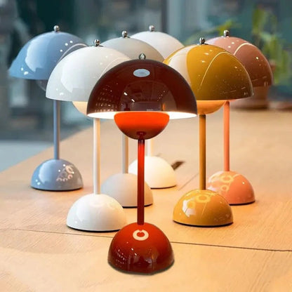 Rustic Wooden Mushroom Table Lamp