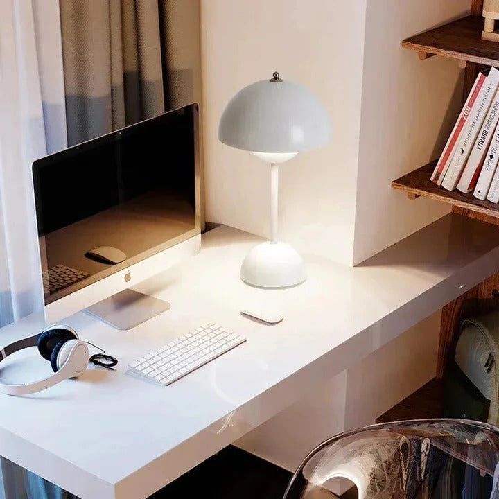 Rustic Wooden Mushroom Table Lamp