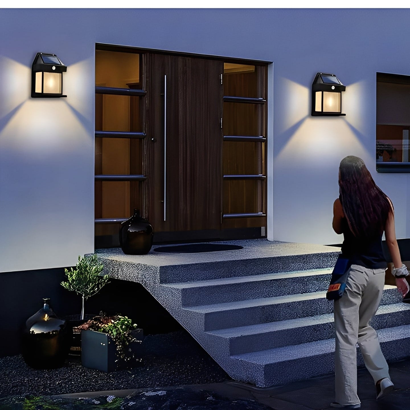 Energy Saving Motion Sensor Outdoor Wall Lights, 2 Pack