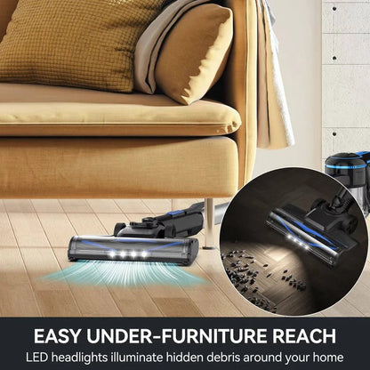 Wireless Rechargeable Vacuum for Home with LED Crevice Tool