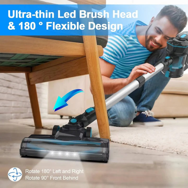 Wireless Rechargeable Vacuum for Home with LED Crevice Tool