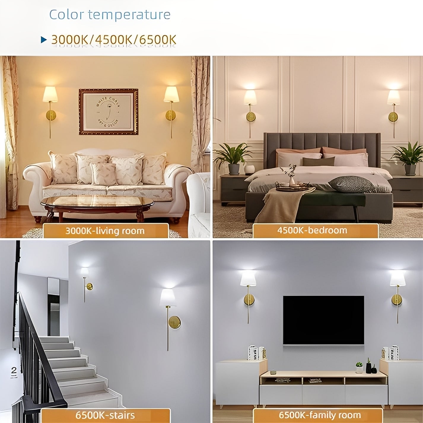 Color Changing LED Wall Lamps, Dimmable 2 Pack