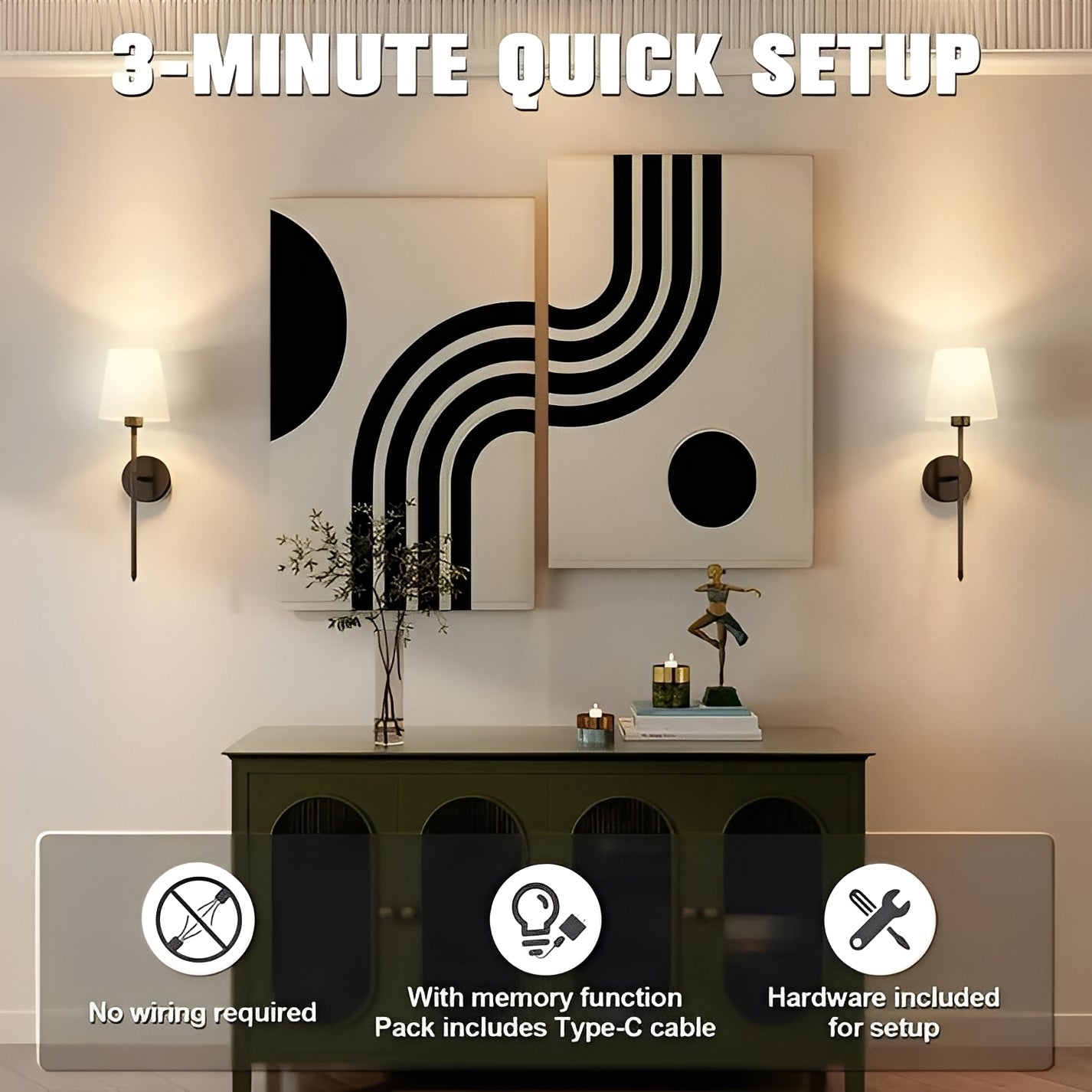 Color Changing LED Wall Lamps, Dimmable 2 Pack