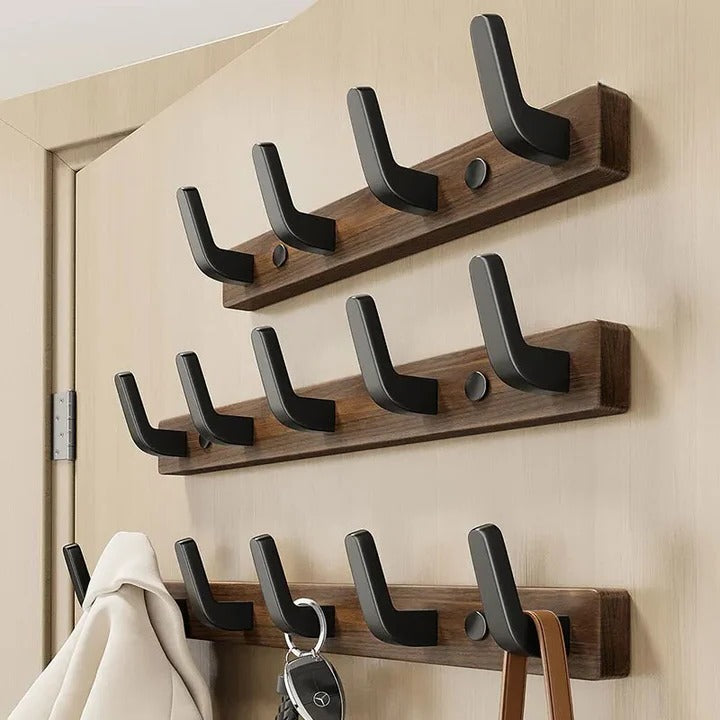 Rustic Wooden Wall Mounted Coat Rack