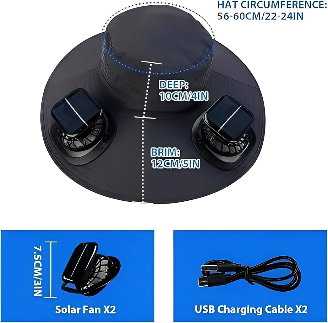 Cooling Sun Hat with USB Fans and Breathable Mesh