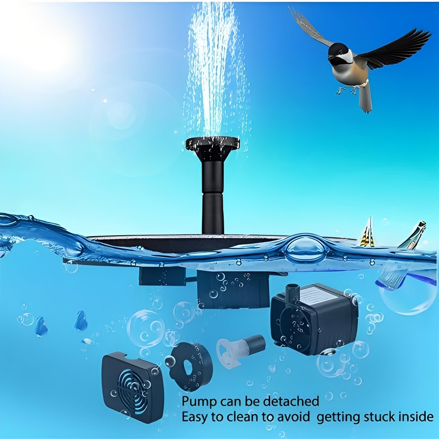 Solar Powered Water Fountain Pump for Outdoor Ponds