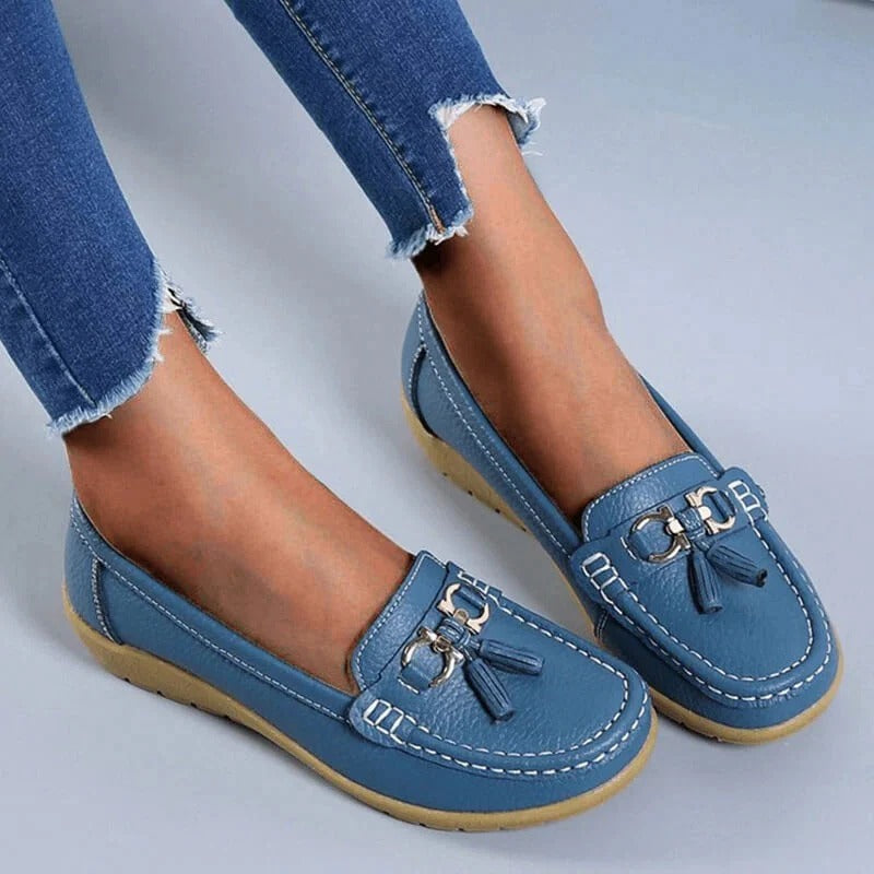 Comfortable Women's Leather Slip On Shoes - Ortekor