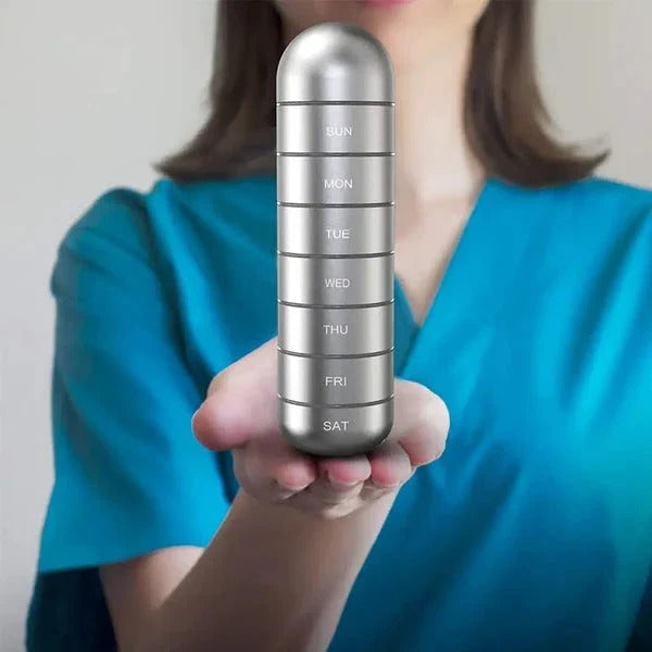 Portable Compact Pill Box with 7 Day Supply