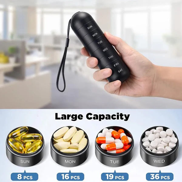 Portable Compact Pill Box with 7 Day Supply