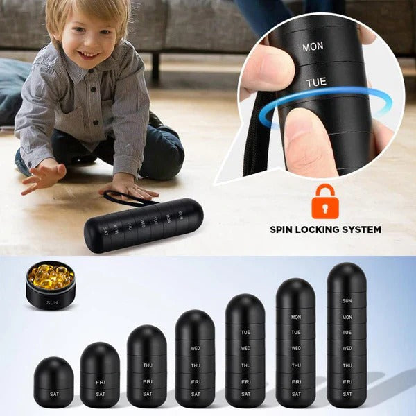 Portable Compact Pill Box with 7 Day Supply