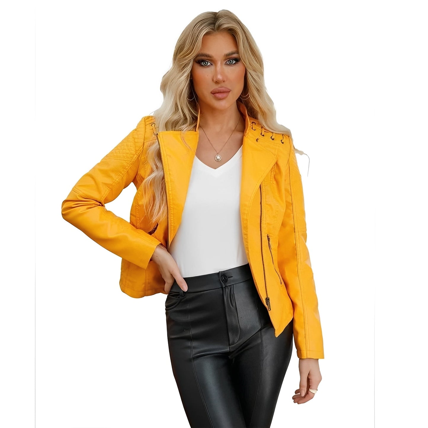 Classic Biker Leather Jacket for Women