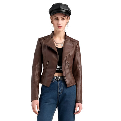 Classic Biker Leather Jacket for Women