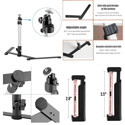 Portable Phone Tripod with Flexible Ring Light Stand