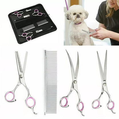 Pet Grooming Scissors Set with Sharp Stainless Blades