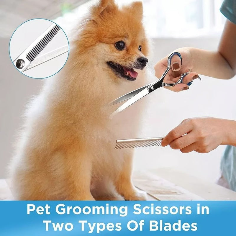 Pet Grooming Scissors Set with Sharp Stainless Blades