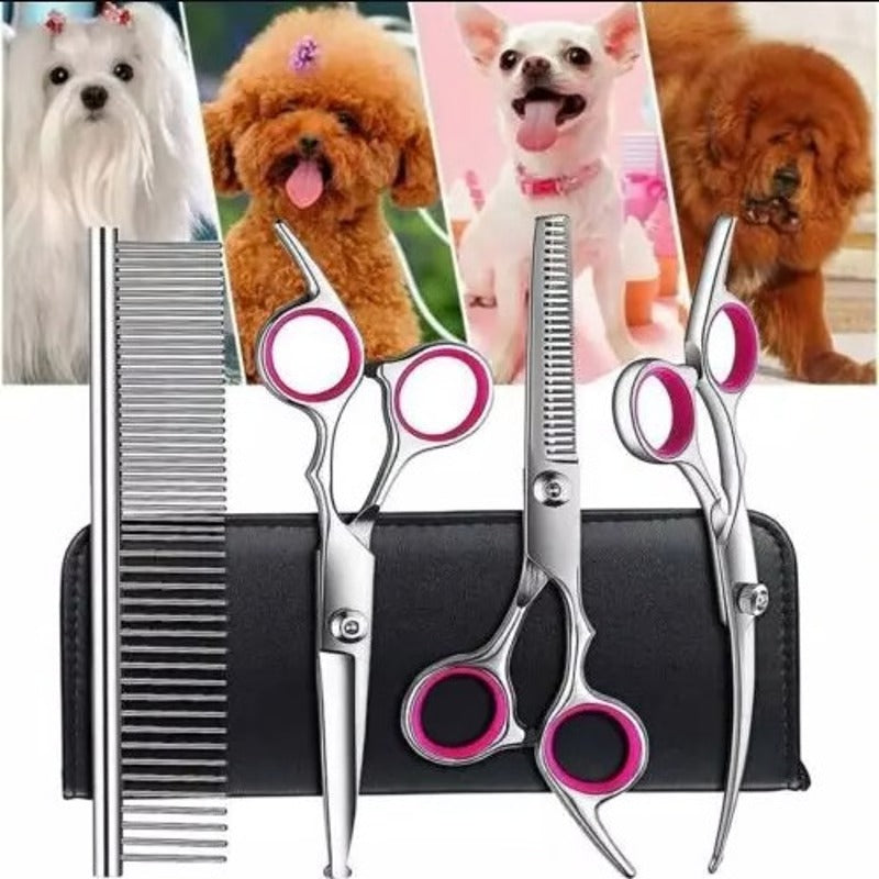 Pet Grooming Scissors Set with Sharp Stainless Blades