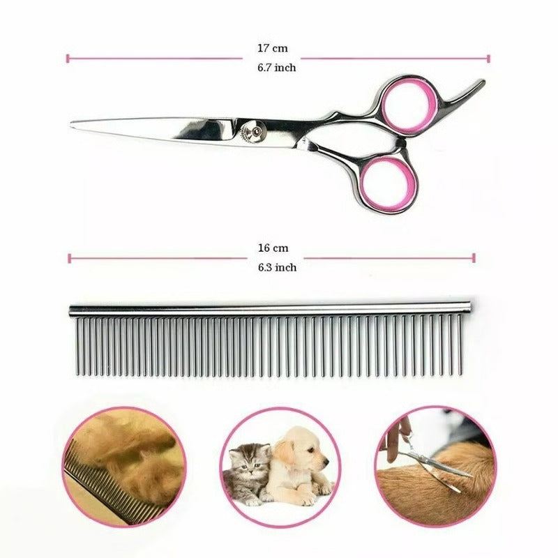 Pet Grooming Scissors Set with Sharp Stainless Blades