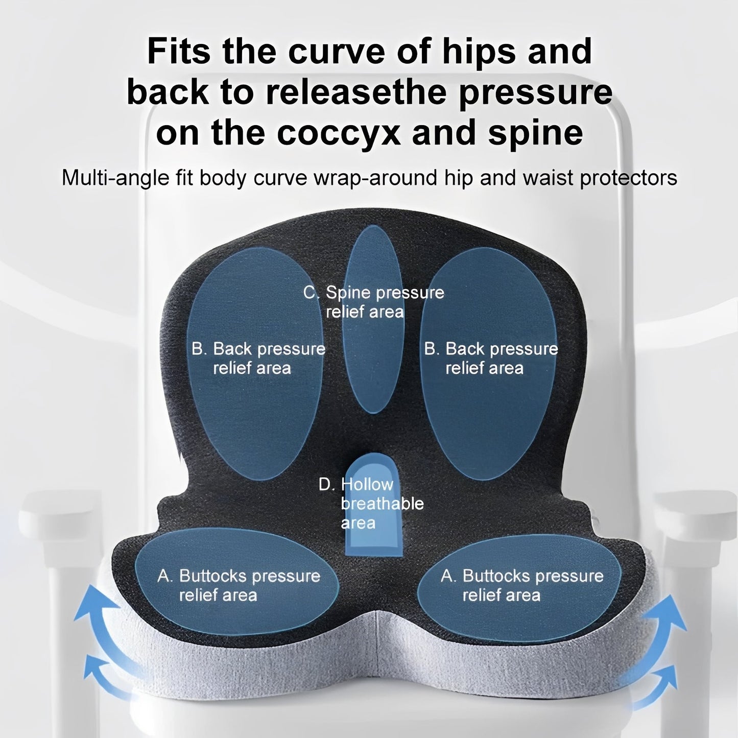 Comfortable Back Support Seat Cushion with Memory Foam