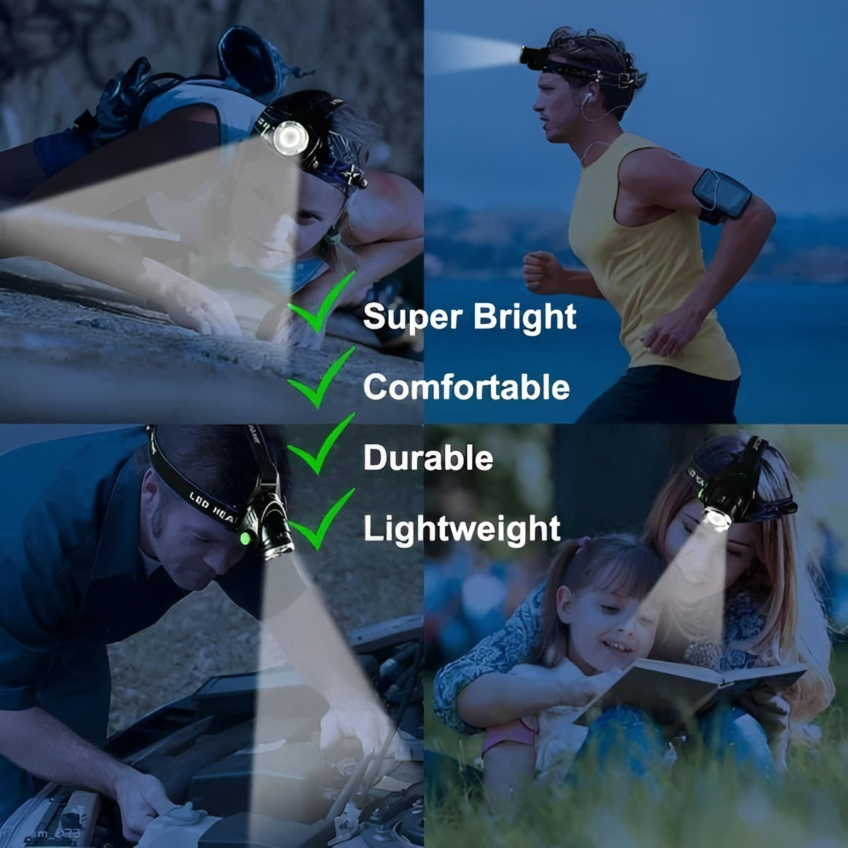 Bright Adjustable LED Headlamp with Multiple Light Settings