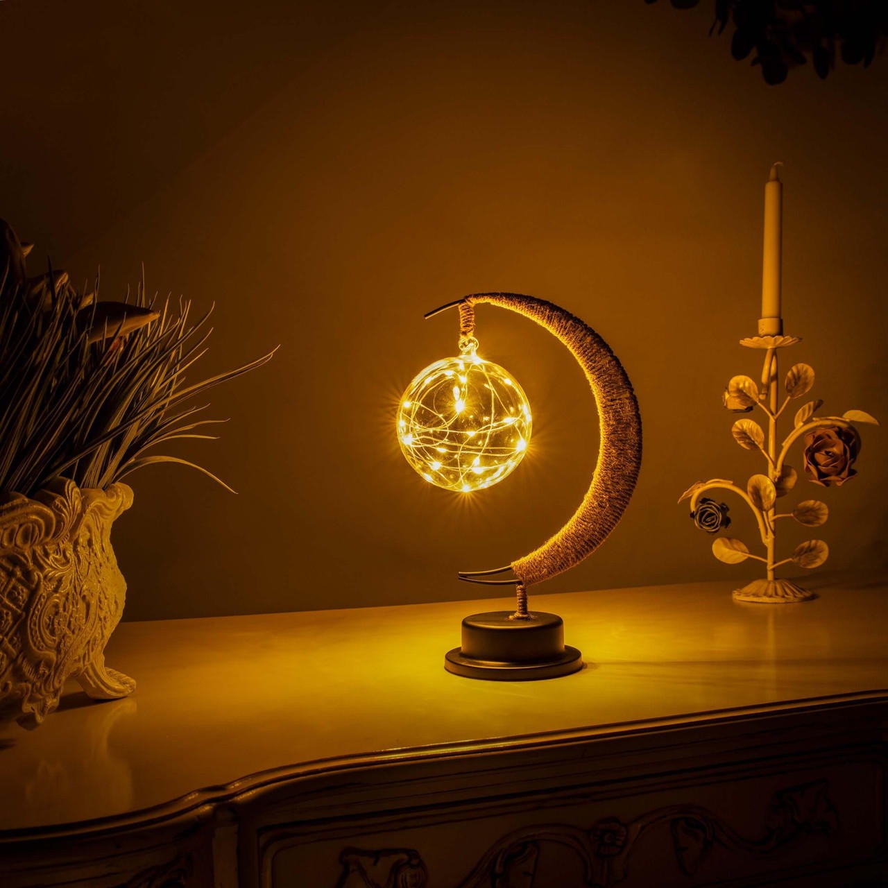 Glowing Moon Globe Table Lamp with Realistic Texture - Ortekor