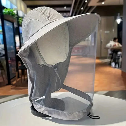 Large Brim Outdoor Sun Hat with Removable Bug Net