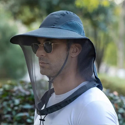 Large Brim Outdoor Sun Hat with Removable Bug Net