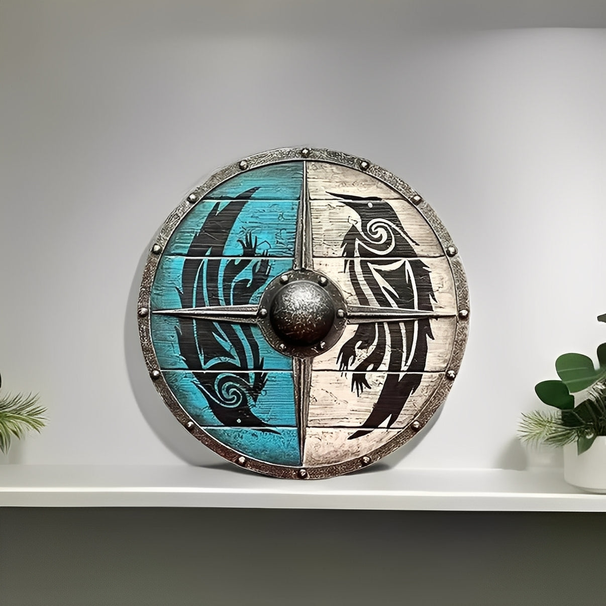 Unique Engraved Battle Shield and Customizable Norse Defense
