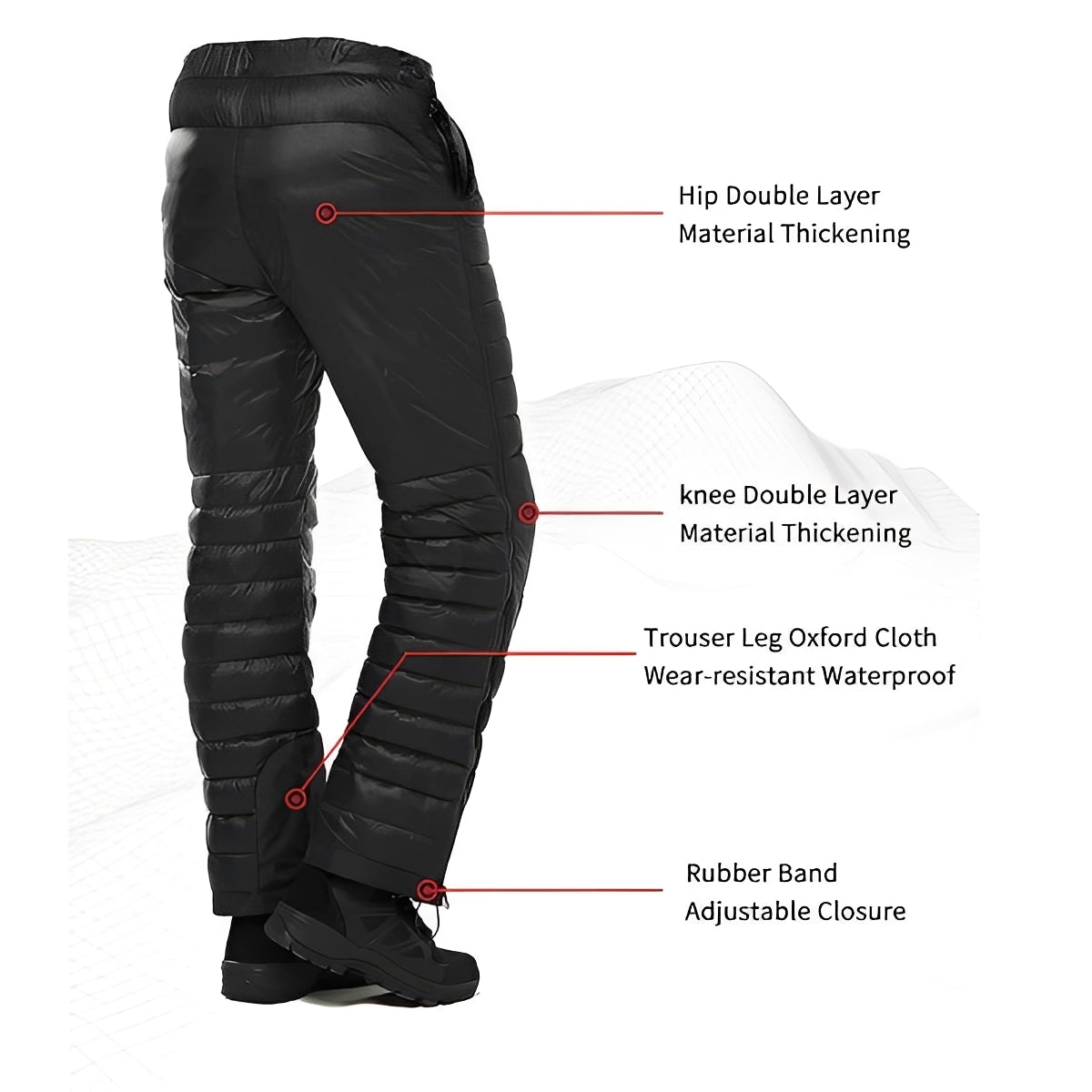 Warm Insulated Snow Pants with Zip for Winter Sports