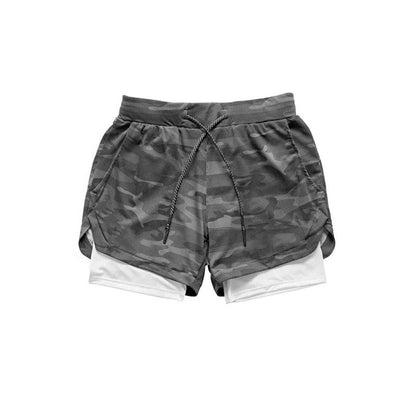 Men's Camo Sports Shorts with Built-In Compression Liner