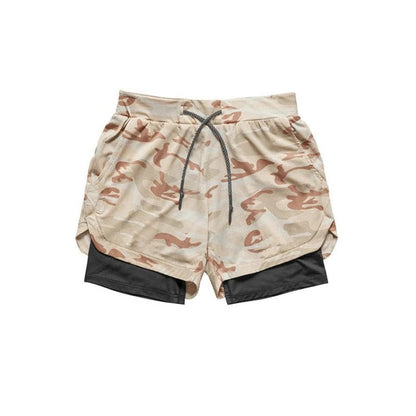 Men's Camo Sports Shorts with Built-In Compression Liner