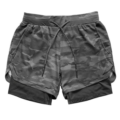 Men's Camo Sports Shorts with Built-In Compression Liner