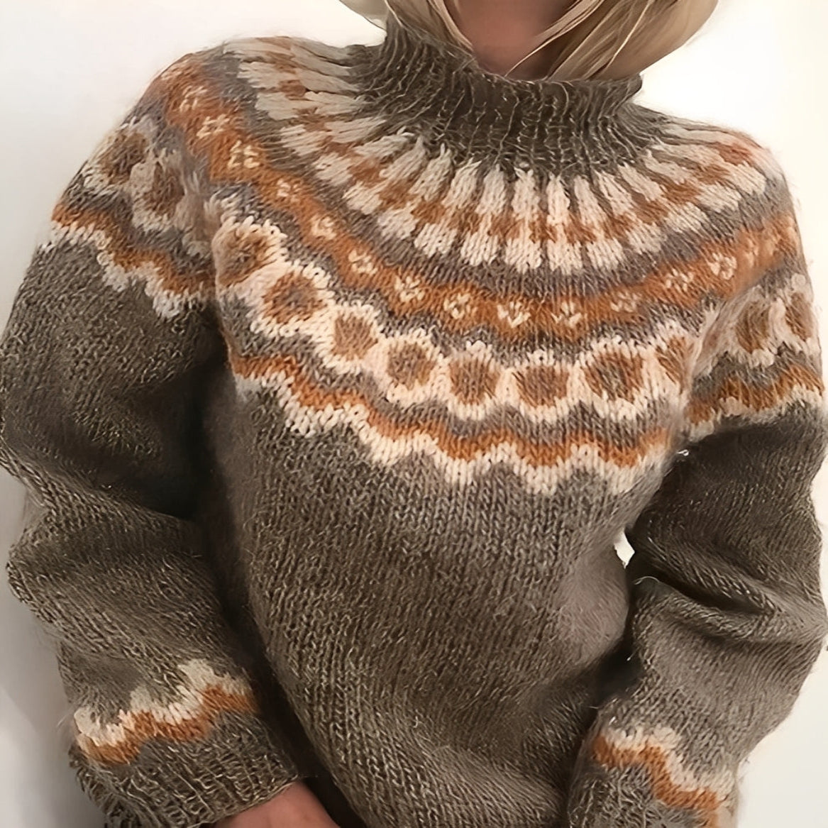 Warm Icelandic Wool Crew Neck Winter Sweater