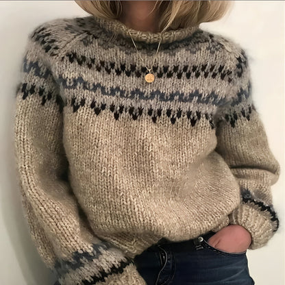 Warm Icelandic Wool Crew Neck Winter Sweater