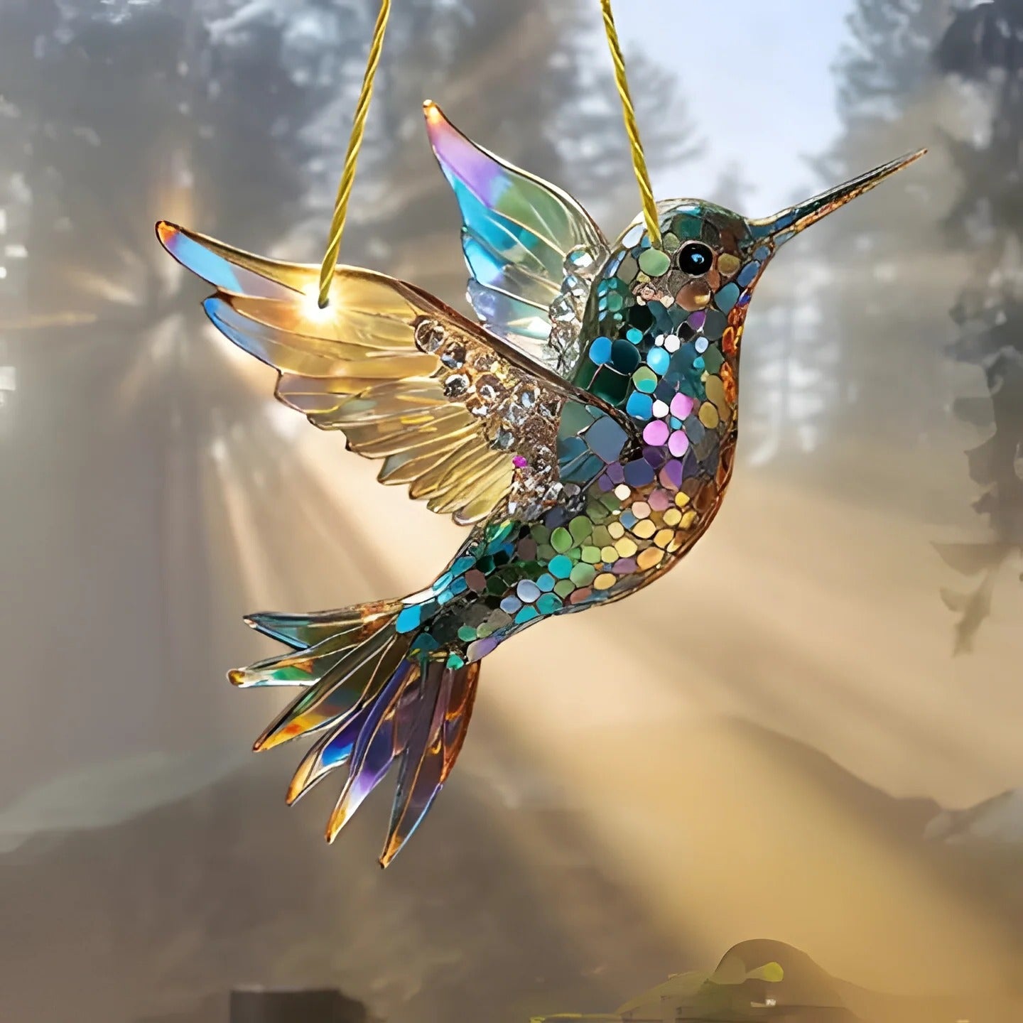 Vibrant Glass Bird Window Decoration - Ortekor