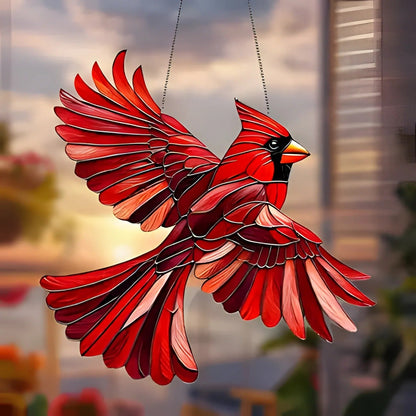 Vibrant Glass Bird Window Decoration
