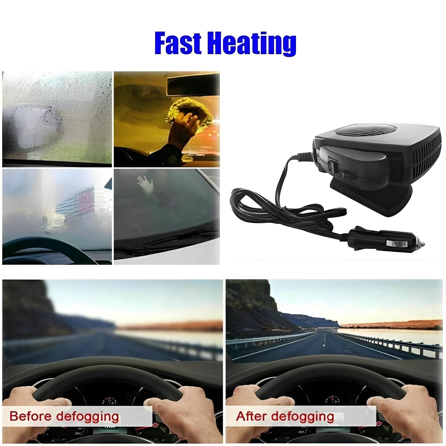 Compact 12V Car Ceramic Heater Fan for Winter