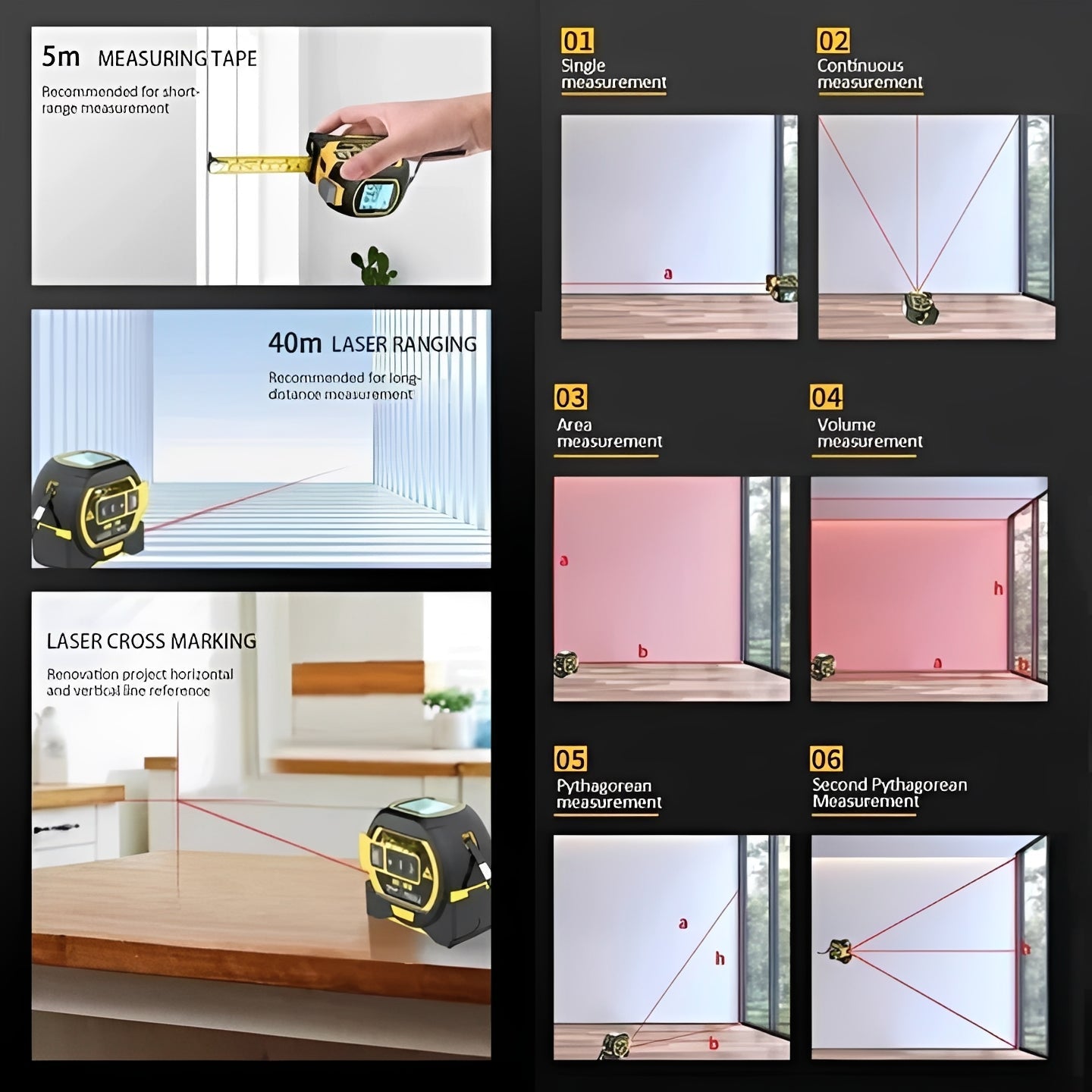 Accurate Distance Laser Measure with IR Sensor