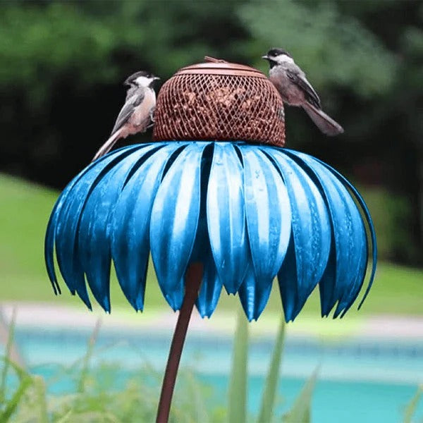 Garden Bird Feeder with Floral Metal Design - Ortekor