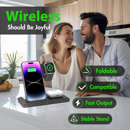 Compact 3-in-1 Phone Watch Earbuds Charger Pad