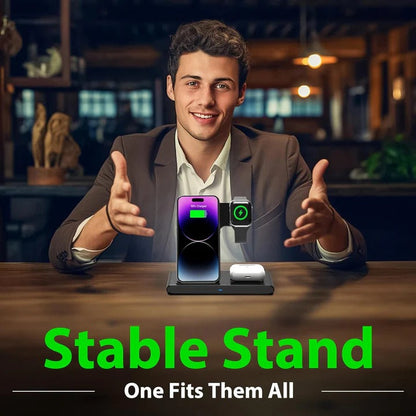 Compact 3-in-1 Phone Watch Earbuds Charger Pad