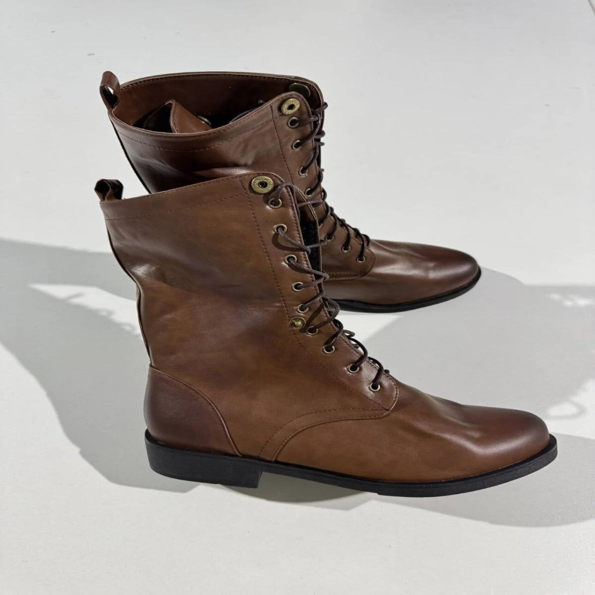 Ladies Classic Buckle Ankle Boots with Adjustable Lace