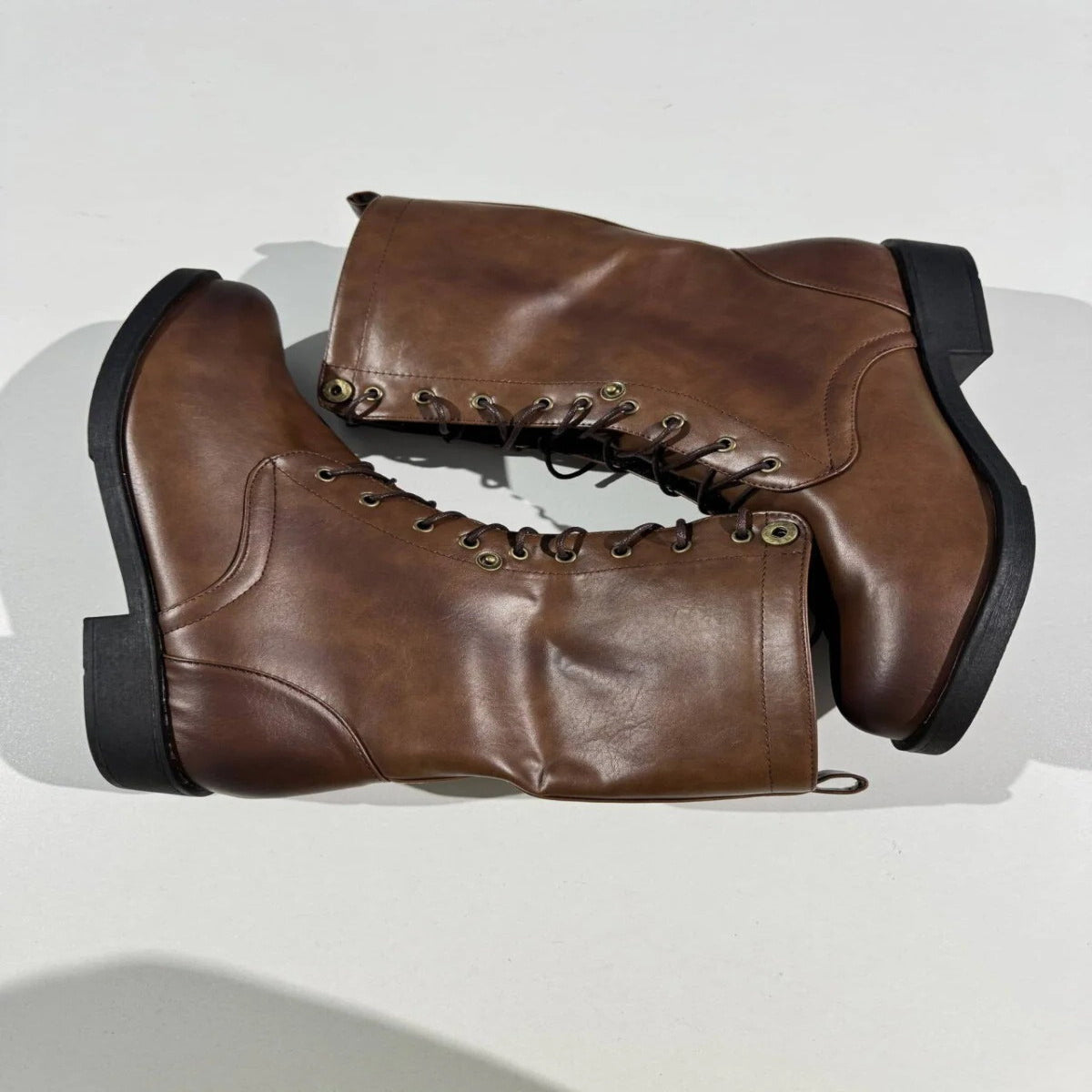 Ladies Classic Buckle Ankle Boots with Adjustable Lace