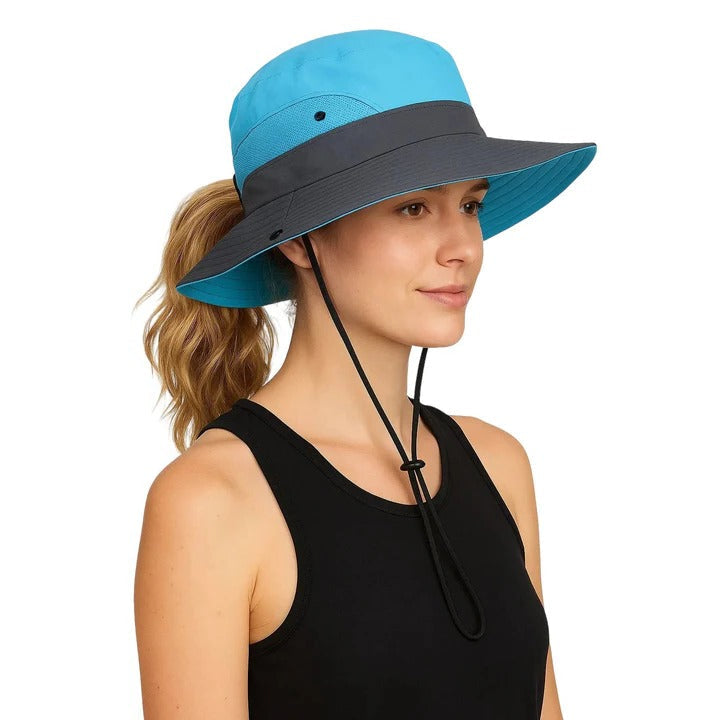 Portable Large Brim Summer Hat with Adjustable Strap