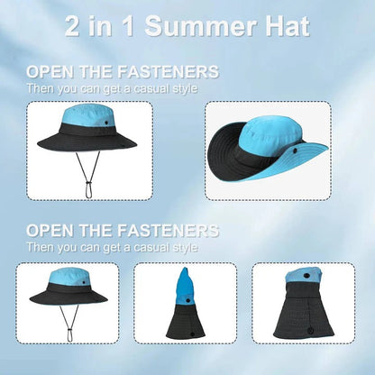 Portable Large Brim Summer Hat with Adjustable Strap