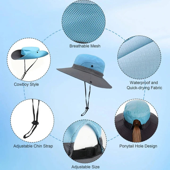Portable Large Brim Summer Hat with Adjustable Strap