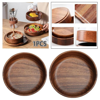 Natural Wooden Serving Bowls for Home Dining, 2 Piece Set