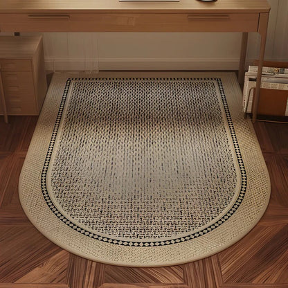 Plush Office Floor Mat with Patterned Middle Section