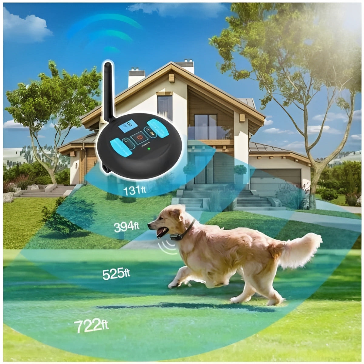 Wireless Dog Fence System | Adjustable Boundary with Waterproof Collar | Safe Outdoor Freedom for Dogs